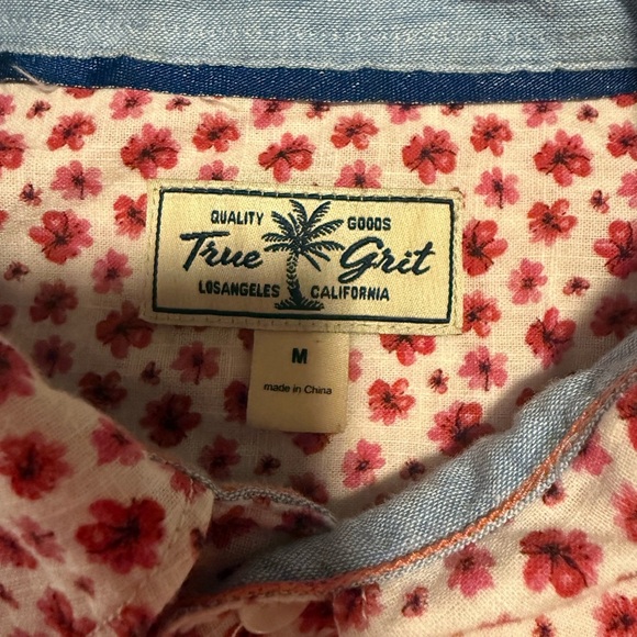 True Grit Red and White Casual Button Down Shirt Medium - Picture 7 of 9